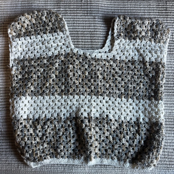 Tops - Handmade Crochet Top in White tan grey S/M